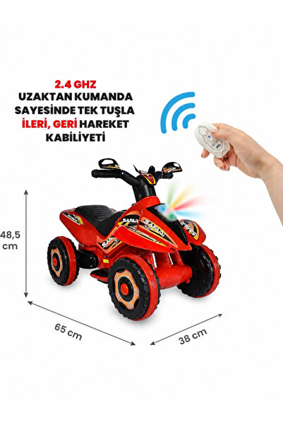 ujtoys Uzaktan Kumandalı Akülü Atv Safari 6 Volt 35 kg Taşıma Kapasitesi Kırmızı