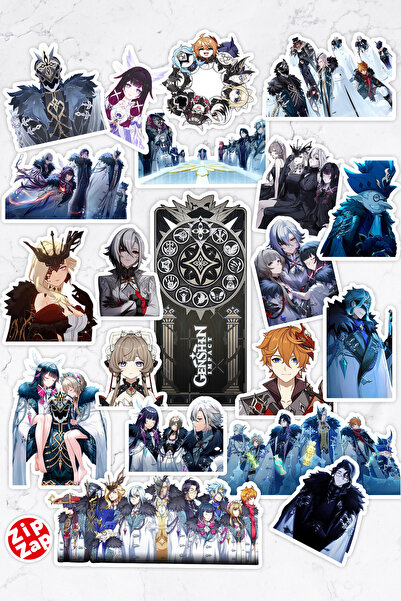 ZipZap Pachet de autocolante adezive Fatui Harbingers Genshin Impact Anime Ga...