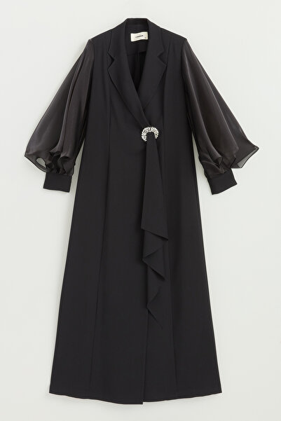 Nihan Balon Kollu Şık Kaftan Takım - Siyah