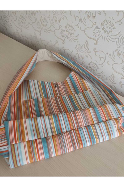 Talay Accessories Women's Multicolor Striped Shoulder Bag |   Handmade Cloth Bag with Inner and Outer Pockets