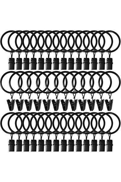 Morvena Picks Inele pentru perdele cu cleme - 40 buc - Negru - Rezistent la r...