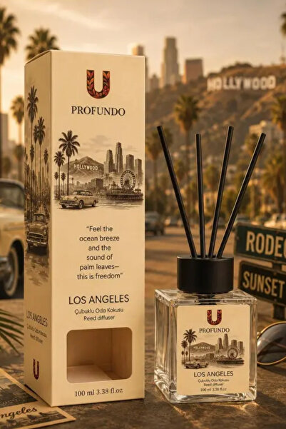 e-Bizz Store Los Angeles Bambu Çubuklu Oda Kokusu 100 ml | Los Angeles & Bahar Ferahlığı - Temiz Hava Esintisi
