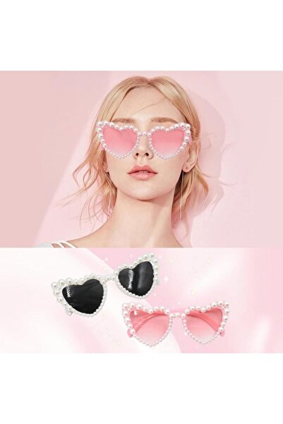 STARSTAR Heart-shaped pearl sunglasses - pink, perfect for summer parties and...