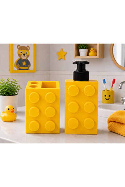 Genel Markalar Lego Uyumlu Yapı Taşı Tasarımlı Banyo Seti (Sıvı Sabunluk & Di...