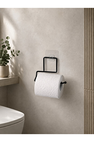 NTC METAL Adhesive Toilet Roll Holder Hanger Matte Black Metal Toilet Paper H...