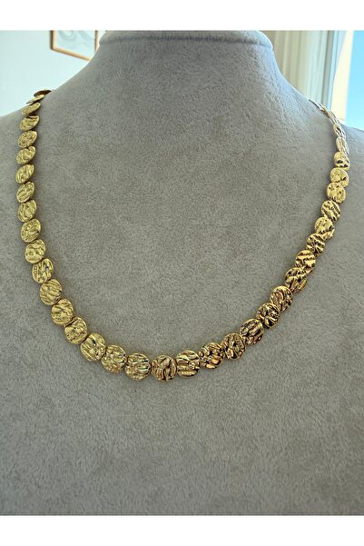 saaden jewelry SAADEN PULLU KENDİNDEN DESENLİ GOLD KOLYE