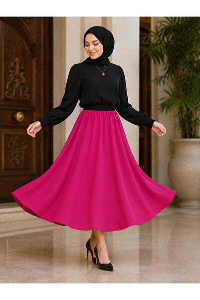 ELMODA Women's Full Circle Hijab Satin Mevlana Skirt