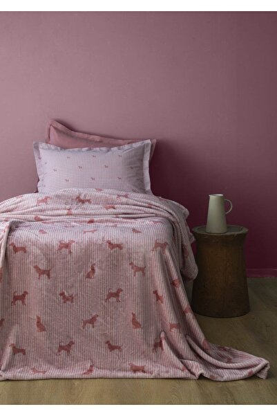 Apricitas HOME Tek Kişilik Rex Pembe Battaniyeli Set 3 Parça 160 x 220 cm