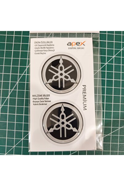 apex dijital 3d damla etiket 5cm çapında 2 li yamaha arma kabartma