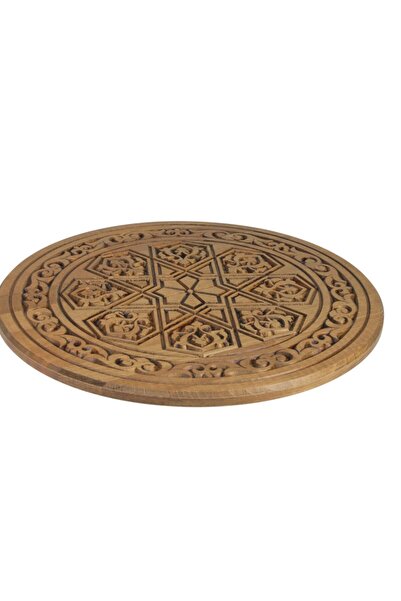 Otantik Çarşı Ahşap Oymalı Sehpa Tablası 49 cm.