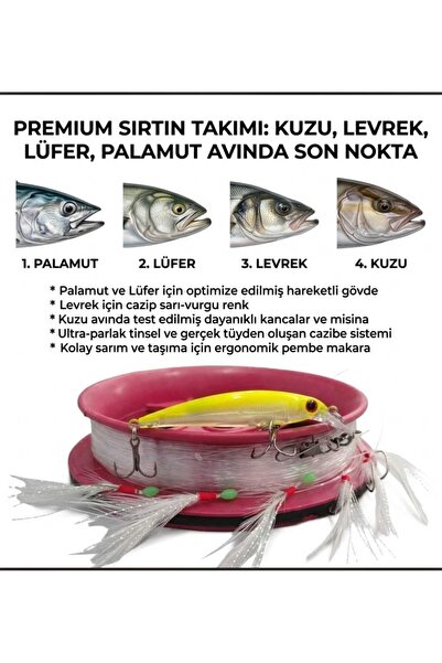 hobim Efsane Sırtı Takımı ( Tekne Avcılığı ) 6 Köstekli Simli Horoz Tüyü Çapa...