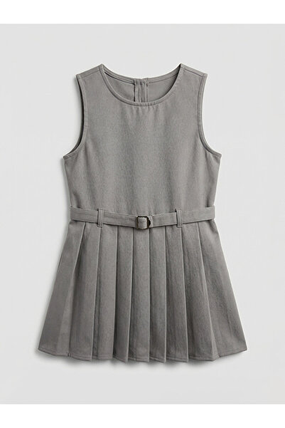 LC Waikiki Belt Detailed Pleated Girls' Dress