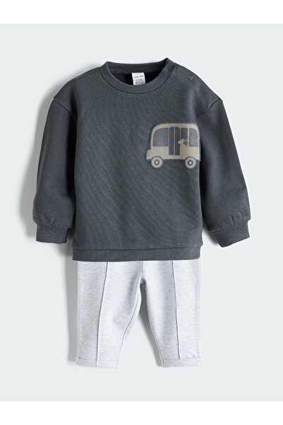 LC Waikiki Car Print Baby Boys' Sweatshirt and Sweatpants