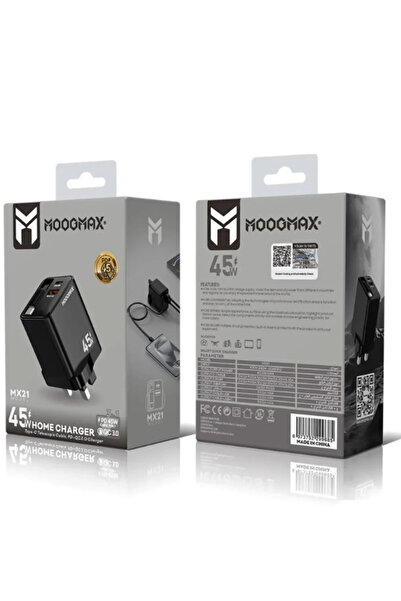 mooomax MOOGMAX 45W Fast Wall Charger – 5 Charging Ports (USB + Type-C) – Mul...