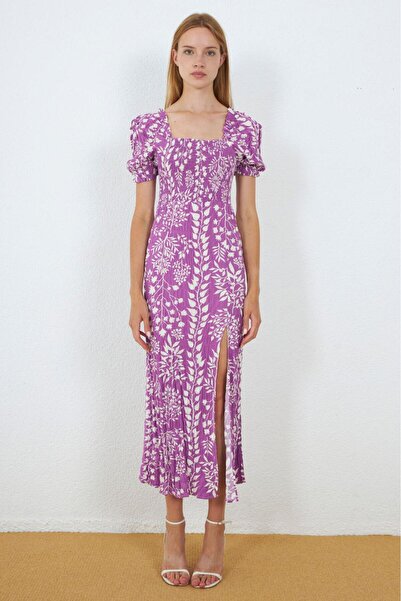 MY GRS Zigzah Viscose Fabric Slit Dress