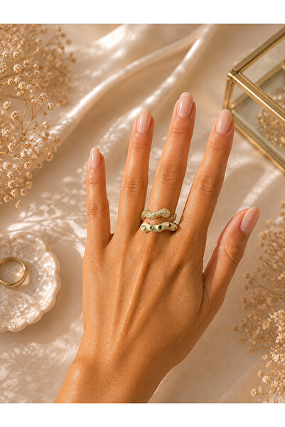 xUPING Luna Colorful Stone Wave Ring – Gold Plated Zircon Stone Adjustable Wo...