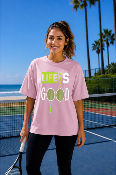 VODEXA Unisex Oversize Tennis Printed T-Shirt 100% Cotton Tennis 30 Themed Co...