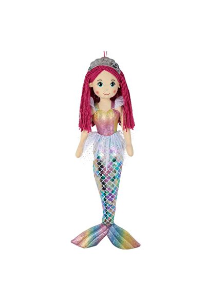 BAMI NETWORK Papusa textila sirena coada holografica fucsia 70cm fete