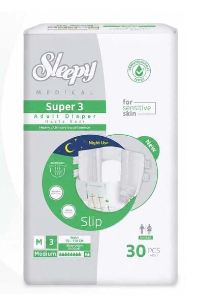 Sleepy Super3 Waistband Patient Diapers Size m 30 Pieces