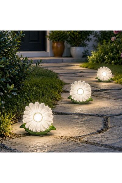 BAMI NETWORK Felinar solar LED alb ceramic pentru alee 11x8x9cm exterior