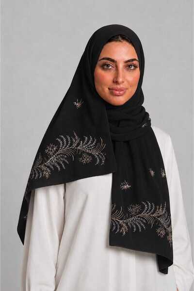 Veil Designer طرحه بوال طبقتين بتطريز ذهبي علي كامل الطرحه 190*60 لا توجد أيّ...