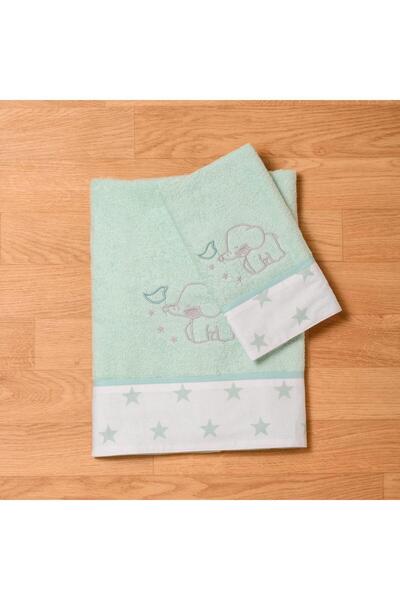 ABO Σετ πετσέτες 2τμχ "Elephant" μέντα 70*130+30*50 - Μέντα one size