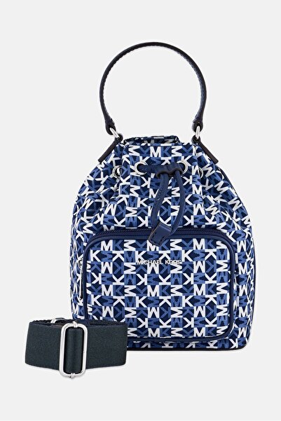 Michael Kors Women Khai Nylon Bucket Cross Body Bag, Navy BLue