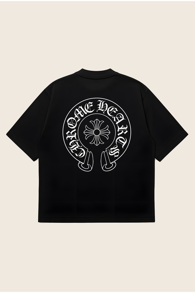 Moon Dancer Tricou unisex, cu logo Chrome Hearts imprimat, croială supradimen...