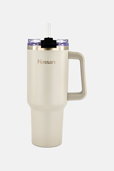 Nessan Double Wall Stainless Steel Insulated Travel Mug 1200ml, Beige