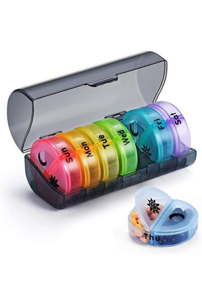 STARSTAR 14-Compartment Weekly AM/PM Daily Pill Organizer Box with Travel Case