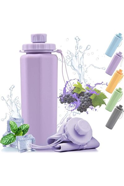 STARSTAR Foldable water bottle, 600 ml drinking bottle, foldable silicone, le...