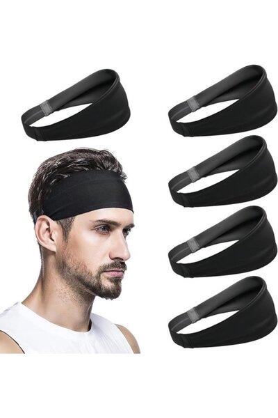 STARSTAR Men's sports headbands - elastic, non-slip, sweat-proof - 5-pack
