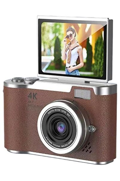 STARSTAR 4K Digital Camera 48MP with Flip Screen Brown – Selfie Camera with 8...