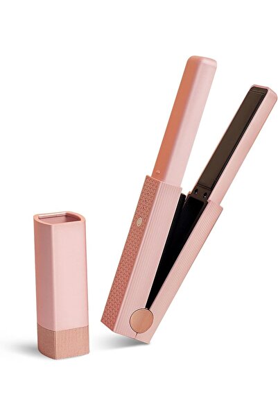 STARSTAR Cordless 2-in-1 Hair Straightener & Curler (pink), 3-temp fast-heati...