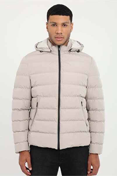 Dufy Men's Slim Fit Hooded Stone Coat