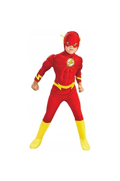 OEM Costum Flash pentru copii cu mușchi, glugă, roșu, 7-8 ani