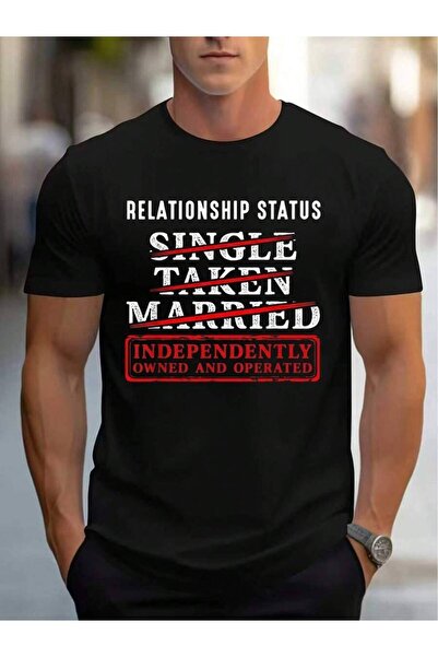 LİNA06 Humorous-Shirt Divorced Men, Printed Slogan Relationship Status: Indep...