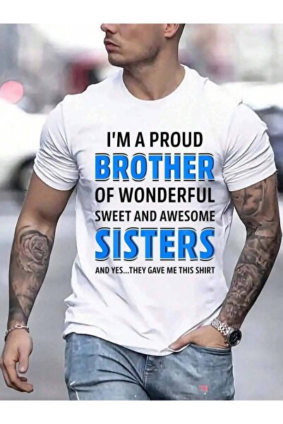 LİNA06 Men's 'Proud Sister And' Graphic-Shirt- Casual Short Sleeve Crew Neck ...