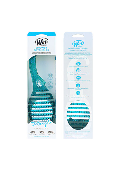 Wet Brush Shower Detangler Hairbrush – Teal Glitter