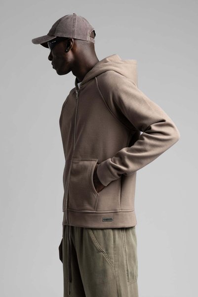 Catch Diyagonal Dokulu Fermuarlı Kapüşonlu Sweatshirt