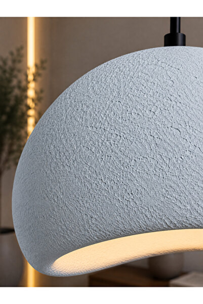 Lambadar Titan Model Premium Beton Dokulu İskandinav Tasarım Plafonyer Gri Avize 30 Cm E27