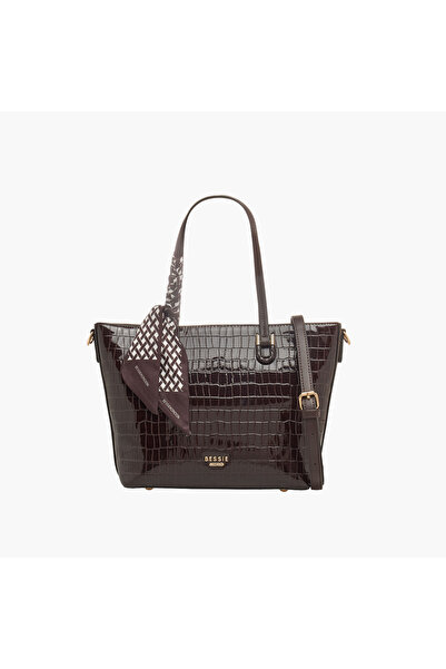 Bessie London Textured Tote Bag with Detachable Strap