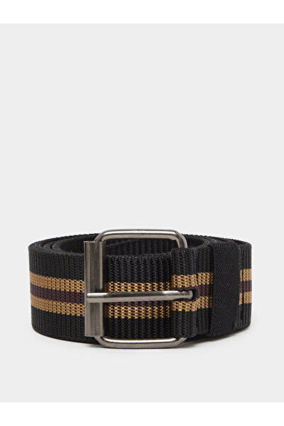 Styli Men Black Striped Pin Buckle Belt