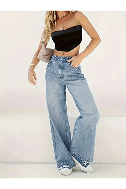 Take Two By Styli Blue Baggy Wide Leg Jeans