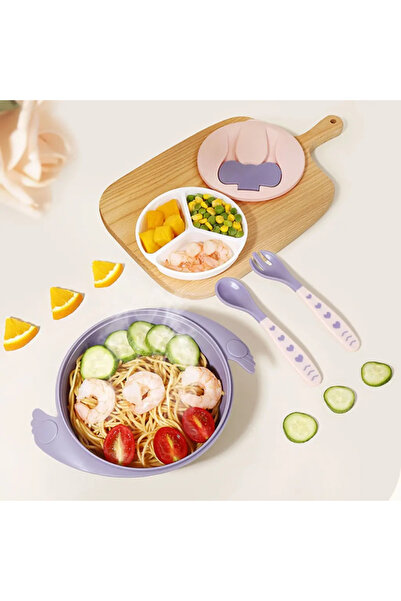 Boyue 5 In 1 Squirrel Silicone Suction Feeding Set, Toddler Baby Weaning Bowl...
