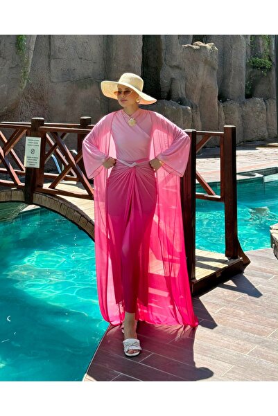 Adalenna Moda Özel Tasarım Ombre Geçişli 4lü Tesettür Mayo Takım
