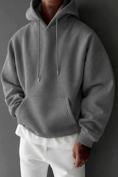 Tarz Cool Regular Hooded Sweatshirt Men's Unisex 3 Thread Raster 100% Cotton ...