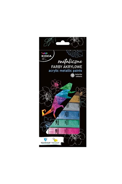 Kidea Set 12 acuarele pentru pictura, vopsele acrilice, metalice, 12 ml, FAAM...
