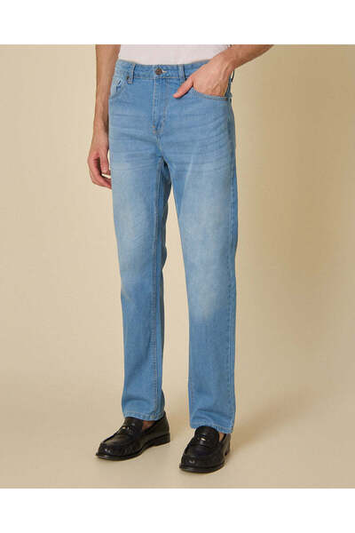 REDTAG Men Sky Blue Straight Fit Denim Jeans