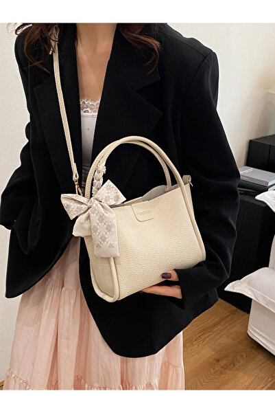 Take Two By Styli White Shoulder Bag with Bow Detail